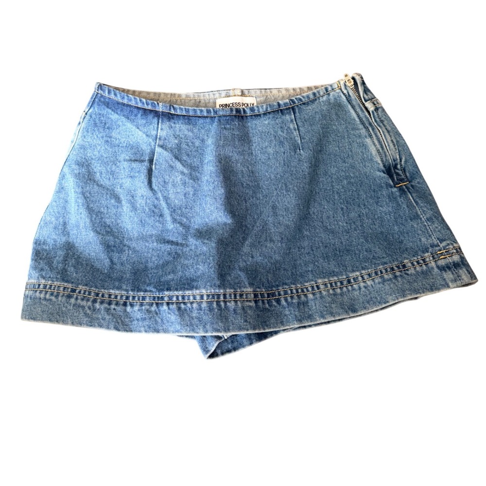 Princess Polly Stephanie Denim Skort Blue Mini Skirt Shorts US 0 - Picture 3 of 9